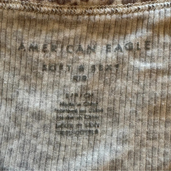 American Eagle Pastel Leopard Print Rib Knit Lettuce Hem Crop Baby Tee Sz S READ - Picture 5 of 7